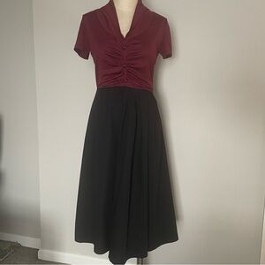 Lindy Bop Elsa burgundy and black dress size M